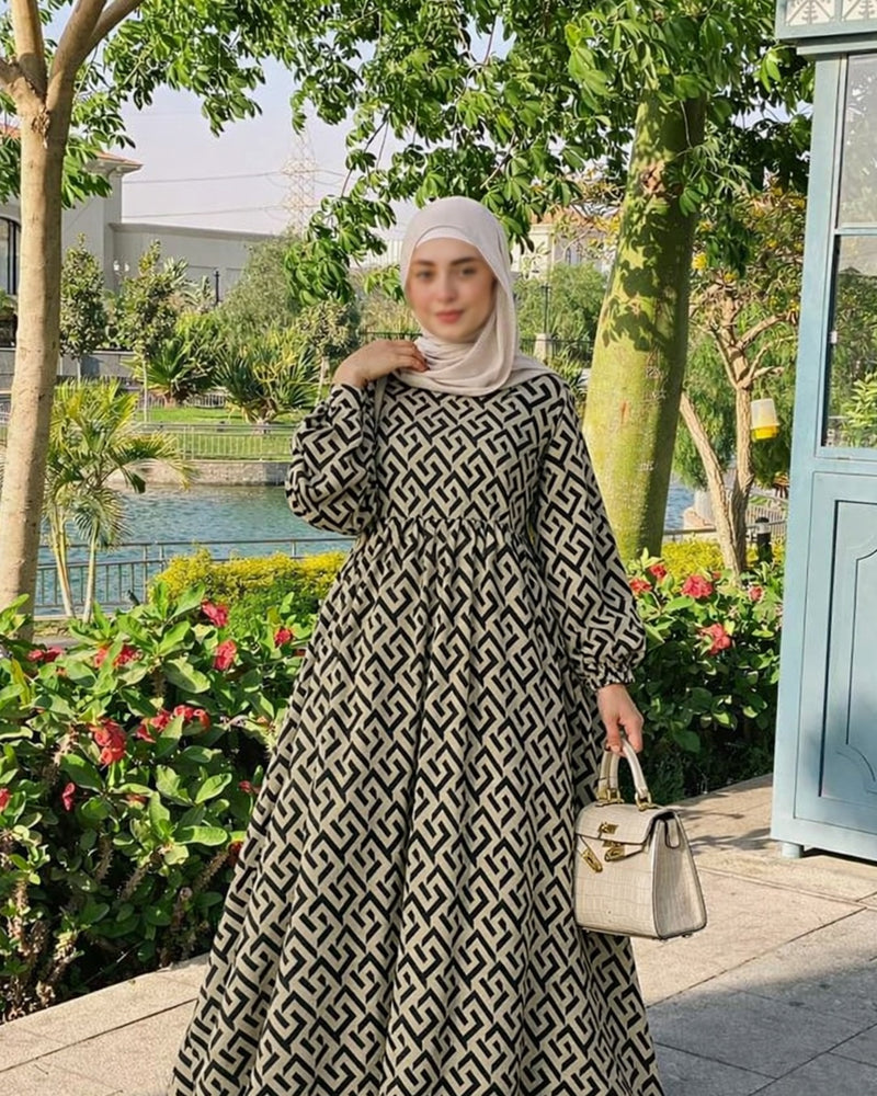Geometric Print Maxi Dress
